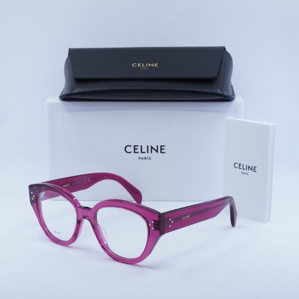 Celine CL50132I 081 Cat Eye Eyeglasses 51mm - Transparent Cherry